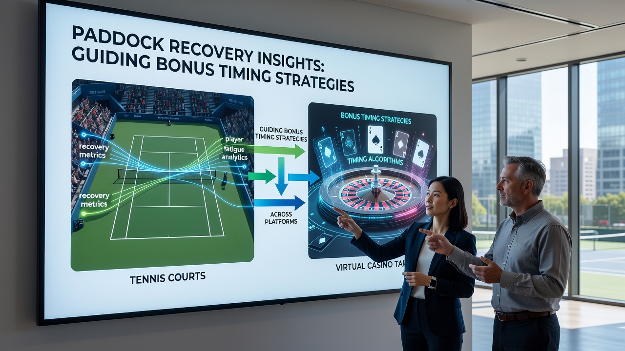 Virtueller Casinotisch mit Tennis-Overlay und Bonus-Timing-Indikatoren basierend auf Paddock-Erholungsdaten